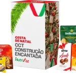 Cesta de Natal Construção Encantada Nutrifaz: caixa decorada e seleção ilustrativa dos produtos