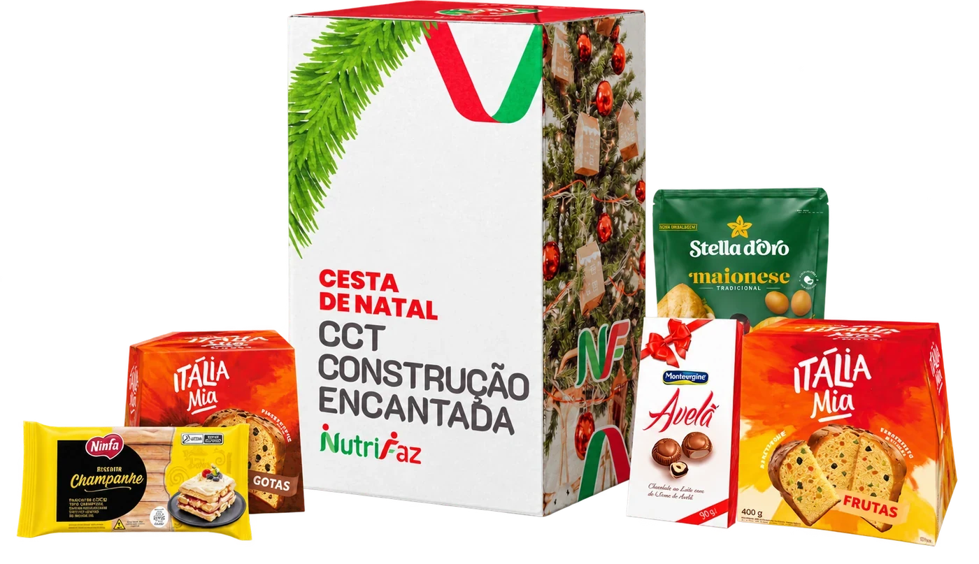 nutrifaz-natal-2026-construcao-encantada Cesta de Natal Construção Encantada Nutrifaz: caixa decorada e seleção ilustrativa dos produtos