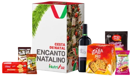 Cesta de Natal Encanto Natalino Nutrifaz: caixa decorada e seleção ilustrativa dos produtos