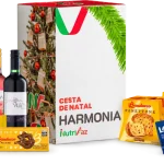 Cesta de Natal Harmonia Nutrifaz: caixa decorada e seleção ilustrativa dos produtos