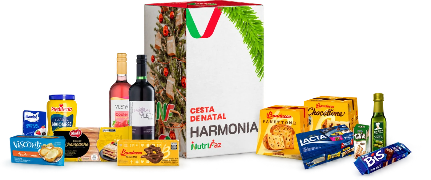 nutrifaz-natal-2026-harmonia Cesta de Natal Harmonia Nutrifaz: caixa decorada e seleção ilustrativa dos produtos