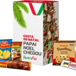 Cesta de Natal Papai Noel Chegou Nutrifaz: caixa decorada e seleção ilustrativa dos produtos