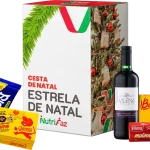 Cesta de Natal Estrela de Natal Nutrifaz: caixa decorada e seleção ilustrativa dos produtos